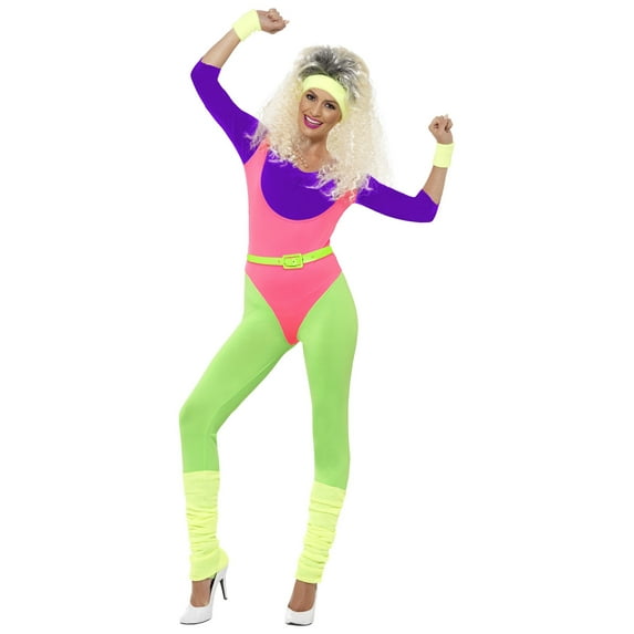 Smiffys 80s Workout Women's Halloween Fancy-Dress Costume for Adult, M