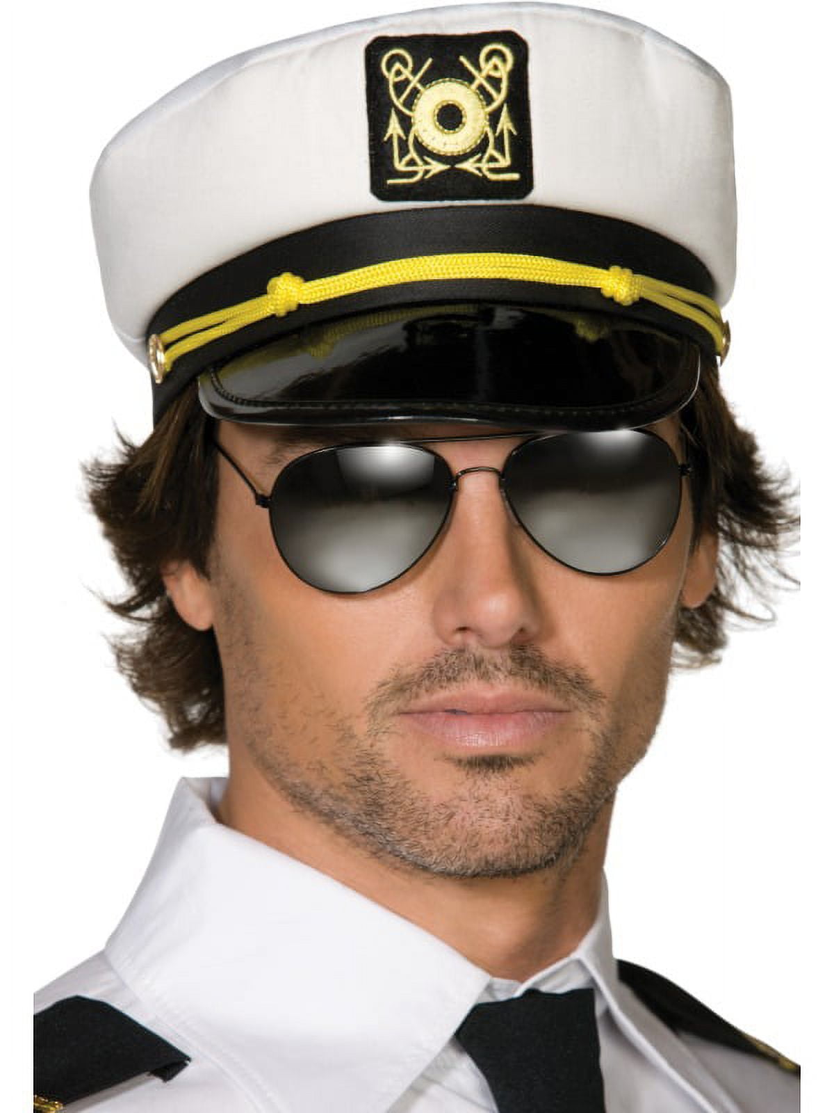 Smiffys Adult Us Navy Sailor Costume White Captain Hat