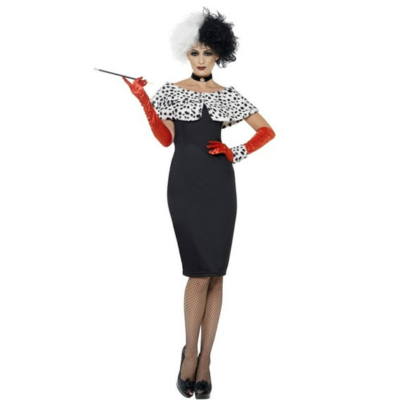 Smiffys Evil Madame Fancy-Dress Themed Parties Costume with Cruella de Vil Character for Adult