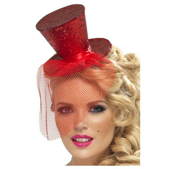 Smiffys Fever Mini Top Hat on Headband (Red)