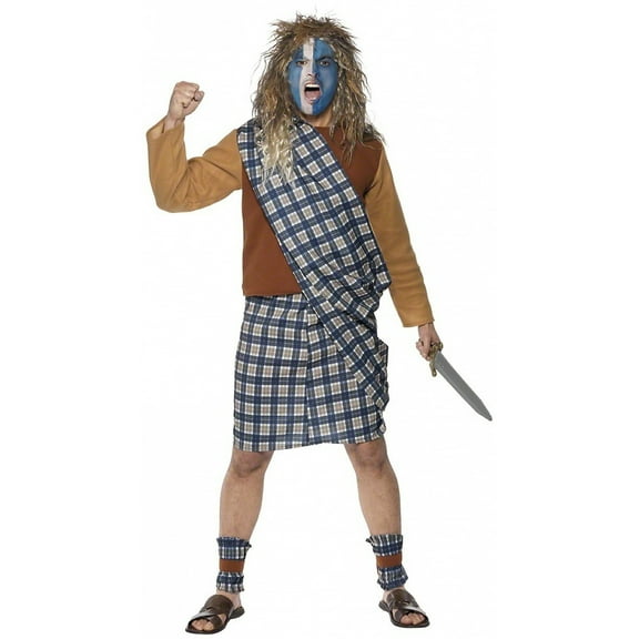 Smiffys Men Brave Scotsman Costume,Blue,L - US Size 42"-44"