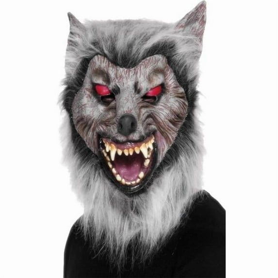 Smiffys 26487 Grey Prowler Wolf Mask Overhead Latex