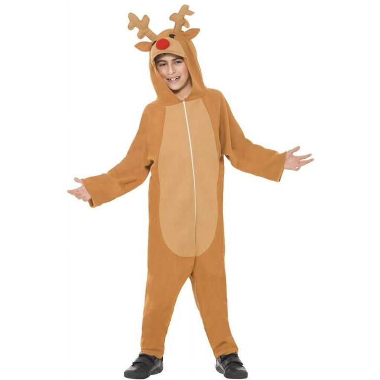 Reindeer Costume Kids Brown Hooded Jumpsuit Reindeer Costume Kids Brown Hooded Jumpsuit