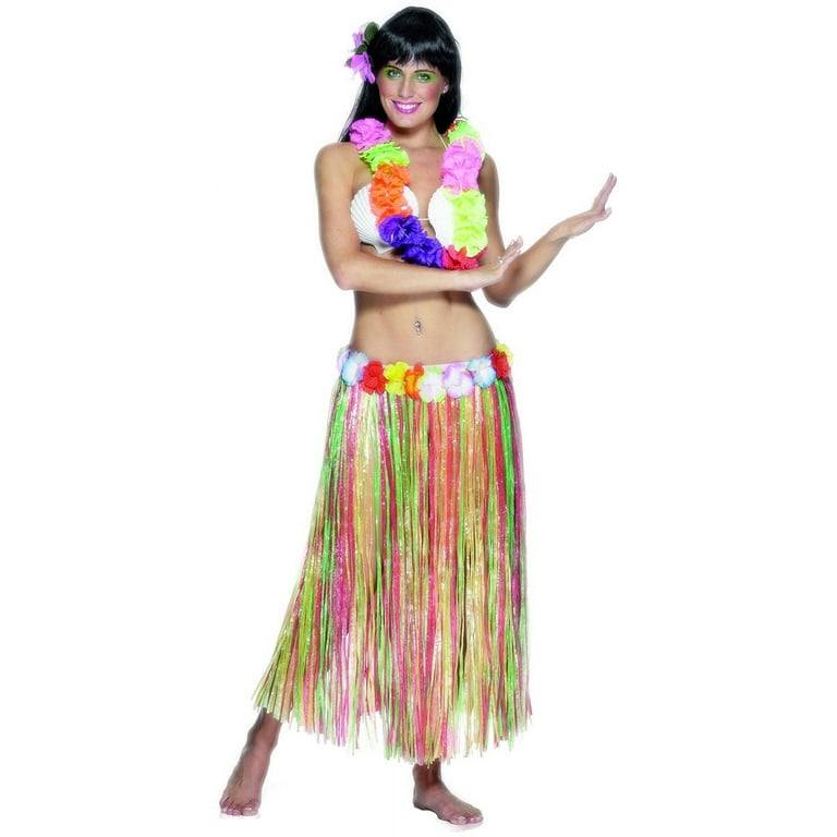 Hawaiian Hula Skirt With Flowers Adult Multi Coloured Hawaiian Hula Skirt With Flowers Adult Multi Coloured