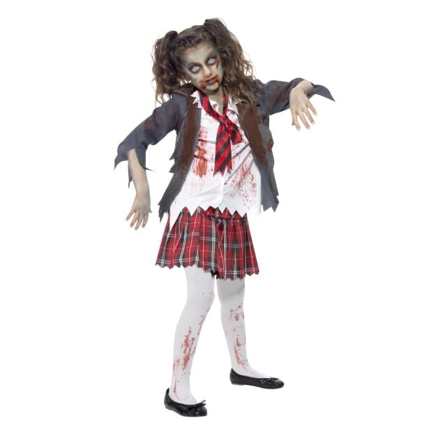 Zombie School Girl Costume Kids Grey Zombie School Girl Costume Kids Grey