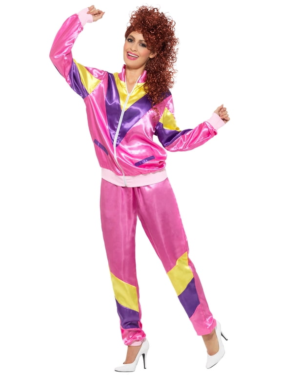 womens 80s Height of Fashion Shell Suit adult exotic costumes, Pink, X-Large US