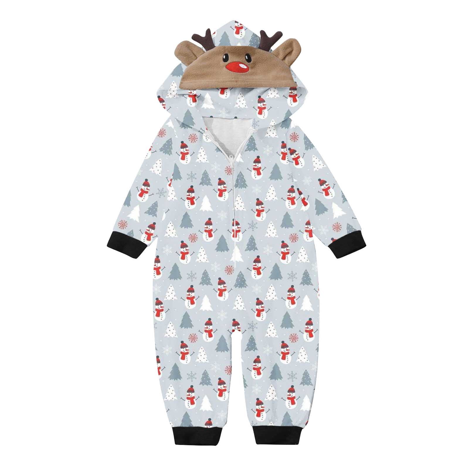SMihono Clearance Suits for Mothers Parent-child Christmas Set Printed Home  Wear Hoodid Pajamas Moms Jumpsuit White 4 
