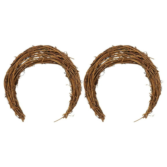 Smilax Glabra Rattan Moon Shape Grapevine Wreath 2 Pcs Christmas Garland Rustic Decor for Home Chirstmas