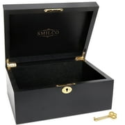 Smilco Wooden Box with Hinged Lid Acacia Wood Decorative Storage Boxes Hand-Crafted Gifts Box for Recipes Decorative Storage or as Keepsake.(Black)