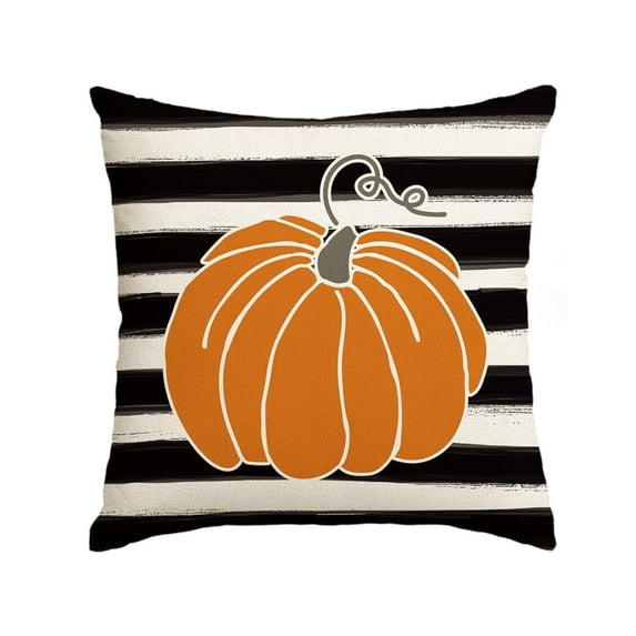 Sm:)e 18 x 18 Fall Pillow Cover Watercolor Stripes Pumpkin Decorative Outdoor Cushion Cover