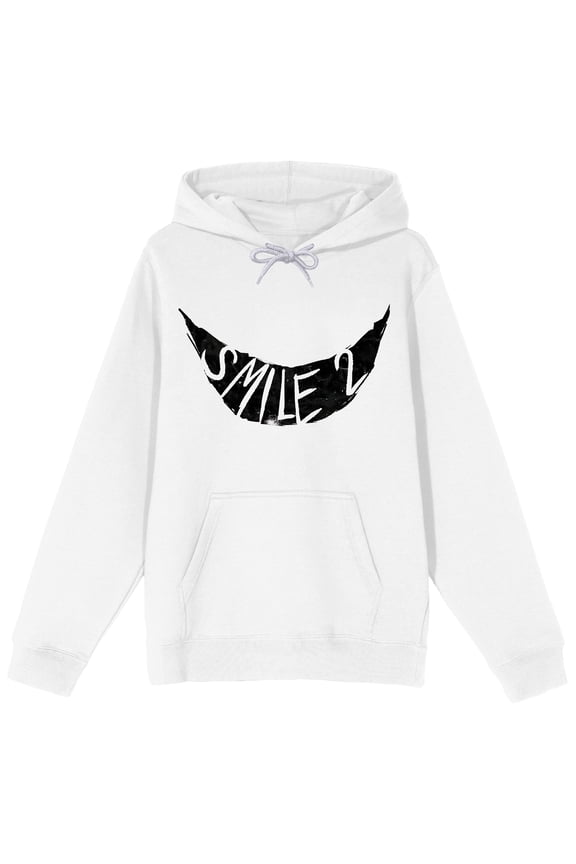 Smile 2 Logo Adult White Long Sleeve Hooded Sweatshirt-Medium