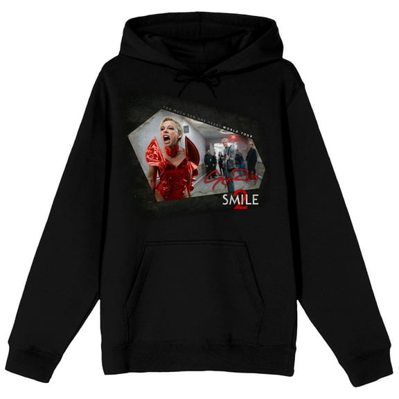 Smile 2 Screenshot & Title Text Adult Black Long Sleeve Hooded Sweatshirt
-XS