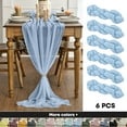 thumbnail image 1 of Smile 6PCS Ice Blue Cheesecloth Table Runner 31 x 118 Inch Rustic Gauze Boho Chair Sashes for Bridal Shower Wedding Party Catering Home Decoration Supplies, 1 of 6