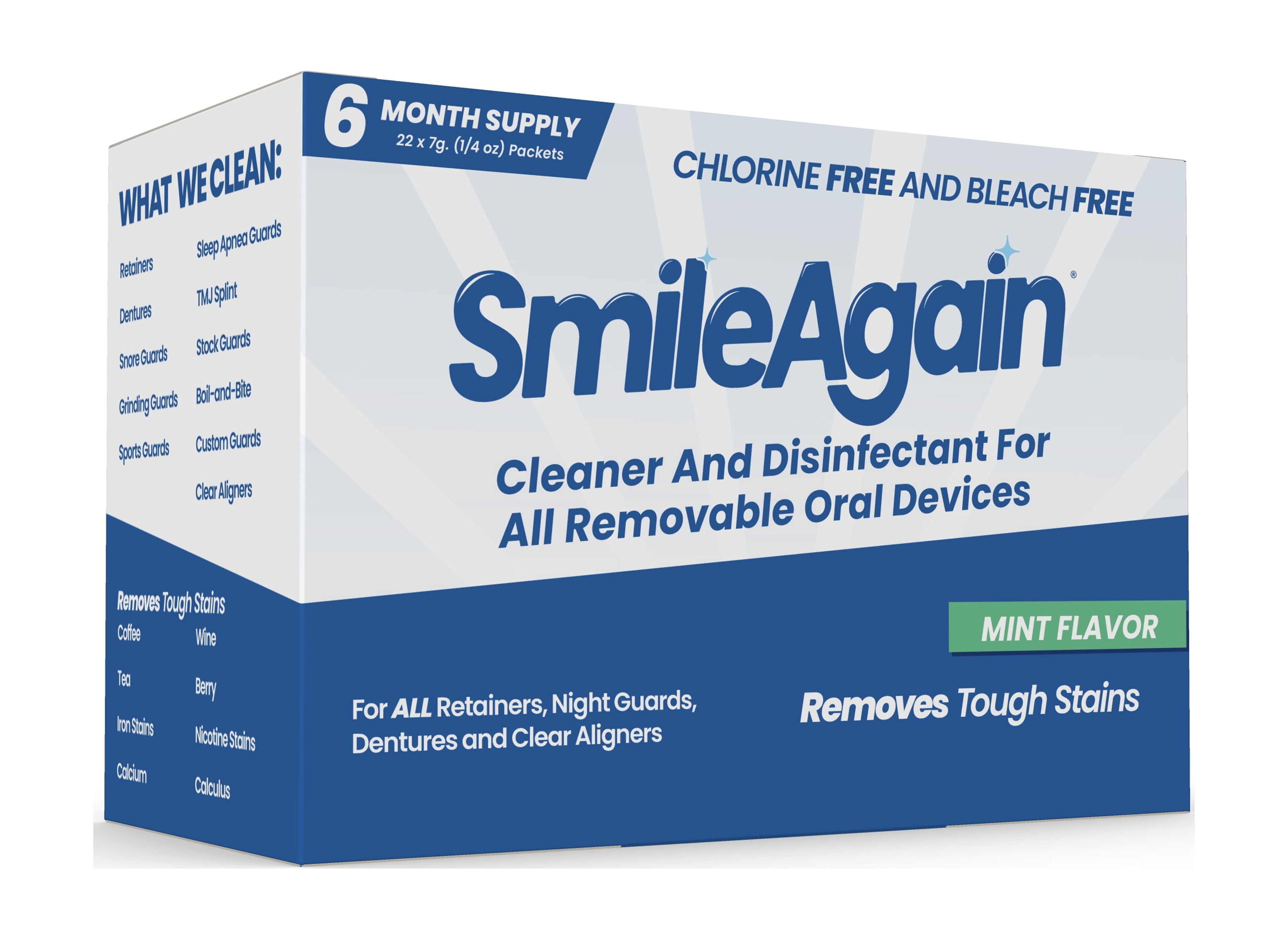 Smile Again Cleaner for Removable Oral Devices, 6-Month Supply