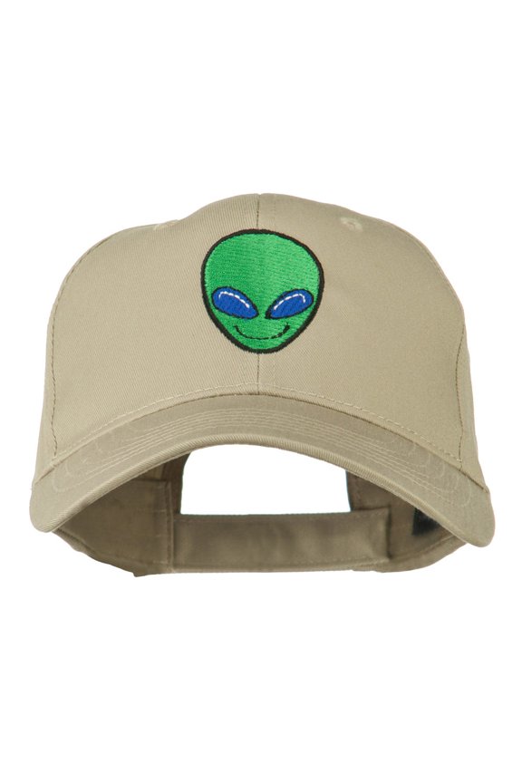 Smile Alien Embroidery Cap - Khaki OSFM