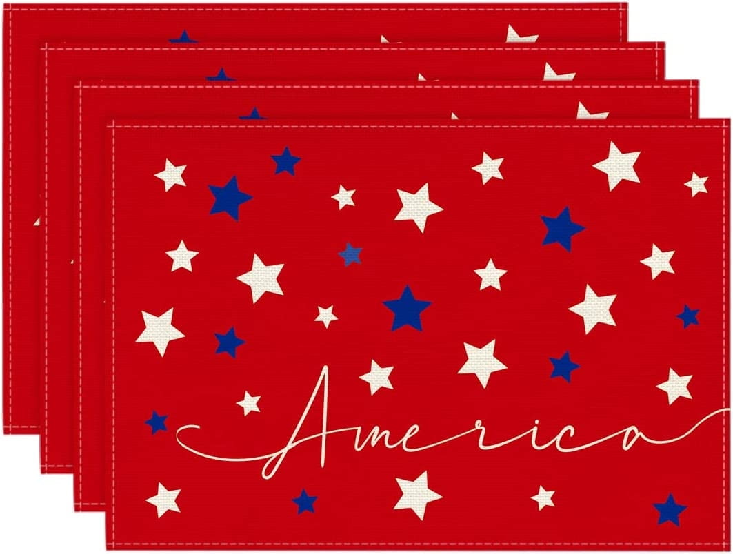 Smile American Star Firework Summer Patriotic Fourth of July Placemats