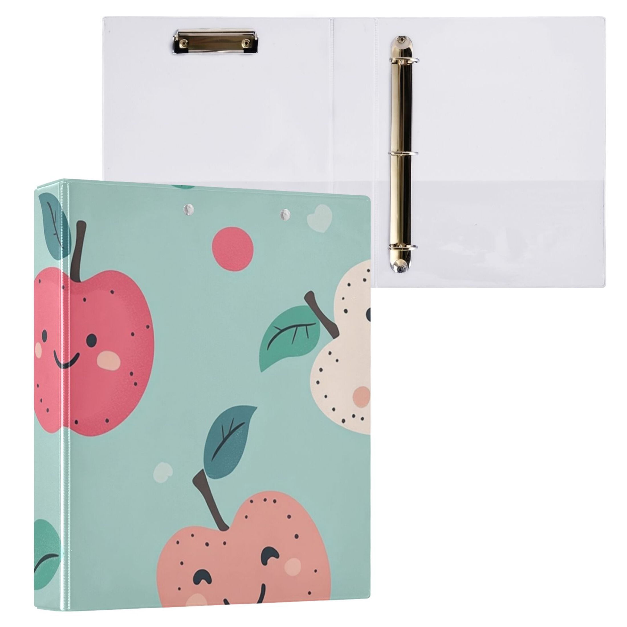 Smile Apples 3 Ring Binders 1.5 inch Hardcover File Folders with Interior Pockets A4 Size Organizer for School Office Hospital