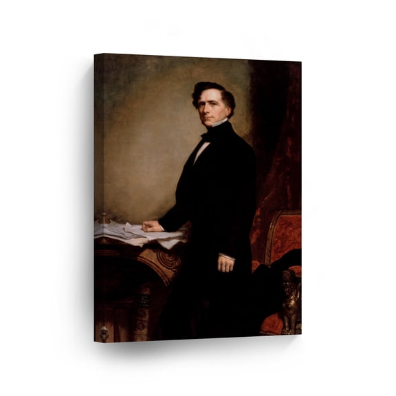 Smile Art Design 14th President of The United States of America Franklin Pierce Portrait Oil Painting Canvas Wall Art Print American History Political Icon Office Library Living Room Home Decor 12x8