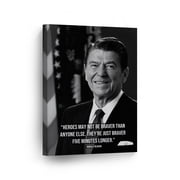 Smile Art Design 40th President of The United States of America Ronald Reagan Portrait Motivational Quote Inspirational Canvas Wall Art Print American History Office Living Room Home Decor 12x8