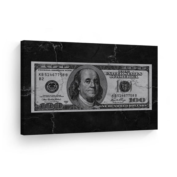 Smile Art Design Abstract Money 100 American Dollar Bill Motivational Canvas Wall Art Inspirational Wall Art Entrepreneur Quote Print Modern Office Living Room Decor Artwork Gift Ready to Hang 8x12