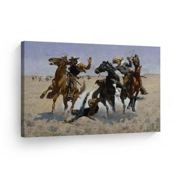 Smile Art Design Aiding a Comrade, Frederic Remington Classic Art Canvas Print Famous Fine Art Oil Painting Reproduction Canvas Wall Art Home Decor - Made in the USA 30x40