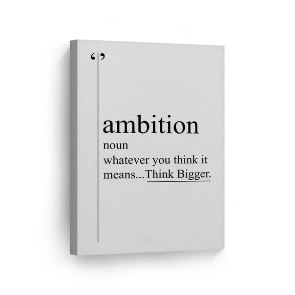 Smile Art Design Ambition Definition Black and White Dictionary Motivational Canvas Wall Art Inspirational Wall Art Entrepreneur Quote Print Office Living Room Decor Artwork Gift Ready to Hang 36x24