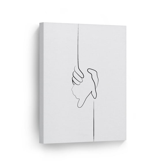 Smile Art Design Black and White One Line Minimalism Art Couple Holding Hands Drawing Painting Abstract Canvas Wall Art Print Office Living Room Bedroom Modern Home Decor Ready to Hang - 12x8