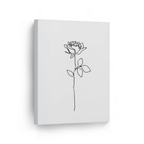 Smile Art Design Black and White One Line Minimalism Art Rose Botanical Drawing Abstract Canvas Wall Art Print Office Living Room Dorm Bedroom Aesthetic Modern Home Decor Ready to Hang - 40x30