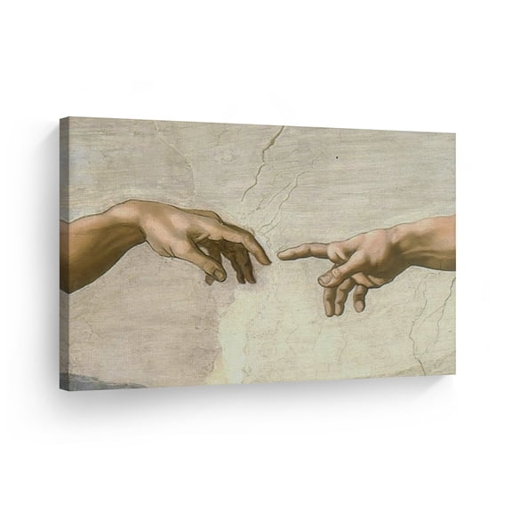 Smile Art Design The Creation of Adam Hand of God by Michelangelo Christian Canvas Wall Art Print Famous Religious Renaissance Painting Fine Art Office Living Room Bedroom Decor - 30x40