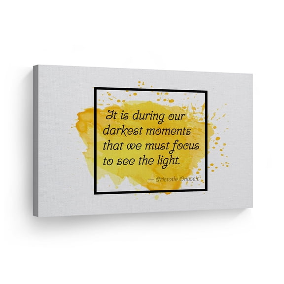 Smile Art Design It's During Our Darkest Moments That We Must Focus To See Light Quote Watercolor Paint Motivational Wall Art Canvas Print Inspirational Home Decor Ready to Hang Made in the USA-8x12
