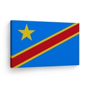 Smile Art Design Democratic Republic of the Congo Flag Canvas Wall Art Print Country Flags Office Living Room Dorm Bedroom Kitchen Man Cave Bar Modern Home Decor Ready to Hang Made in USA - 8x12