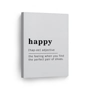 Smile Art Design Funny Adjective Noun Dictionary Definition of Happy Canvas Print Inspirational Quote Sign Office Living Room Bedroom Bathroom Wall Decor Home Wall Art Ready to Hang Made in USA 12x8