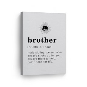 Smile Art Design Funny Noun Dictionary Definition of Brother Canvas Print Inspirational Quote Sign Office Living Room Bedroom Bathroom Wall Decor Wall Art Home Decor Ready to Hang Made in USA 12x8