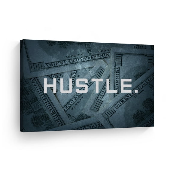 Smile Art Design Hustle Lettering Money 100 Dollars Motivational Canvas Wall Art Inspirational Wall Art Entrepreneur Quote Print Modern Office Living Room Decor Artwork Gift Ready to Hang 11x17