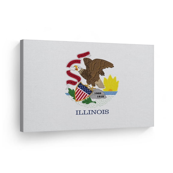 Smile Art Design Illinois State Flag CANVAS PRINT State Capital of USA Flag Canvas Wall Art US State Flag Wall Art Home Decoration Living Room Dorm Office Decor Ready to Hang Made in USA 24x36