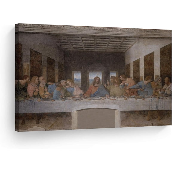 Smile Art Design Last Supper Wall Art by Leonardo Da Vinci Canvas Wall Art Canvas Print Famous Art Painting Reproduction Fine Art Wall Mural Painting Home Decor Ready to Hang-Made in USA-30x40