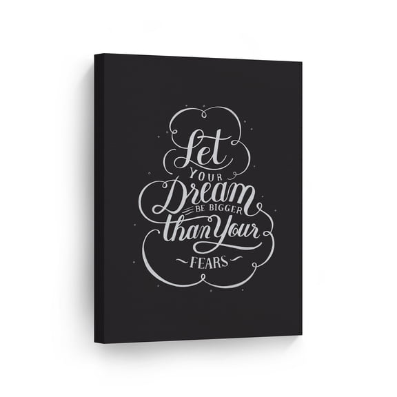 Smile Art Design Let Your Dream Bigger Than Your Fears Hand Lettering Quote Motivational Wall Decor Canvas Print Inspirational Wall Art - Made in the USA- 40x30