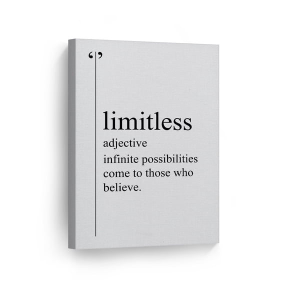 Smile Art Design Limitless Definition Black and White Motivational Canvas Wall Art Inspirational Wall Art Entrepreneur Quote Print Modern Office Living Room Decor Artwork Gift Ready to Hang 12x8