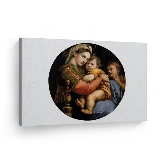 Smile Art Design Madonna with the Child and Young St. John by Raphael Art Canvas Print Famous Fine Art Oil Painting Canvas Wall Art Renaissance Art Home Decor Ready to Hang Made in the USA 8x12