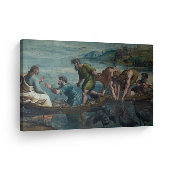 Smile Art Design The Miraculous Draught of Fishes by Raphael Art Canvas Print Famous Fine Art Oil Painting Reproduction Canvas Wall Art Renaissance Art Home Decor Ready to Hang Made in USA 15x22