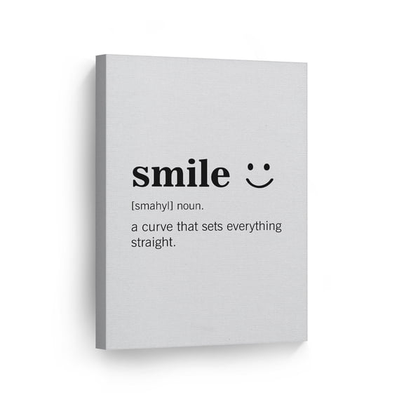 Smile Art Design Noun Dictionary Definition of Smile Funny Quote Saying CANVAS PRINT Funny Bathroom Sign Bedroom Living Room Wall Decor Wall Art Home Decor Ready to Hang Made in USA- 12x8