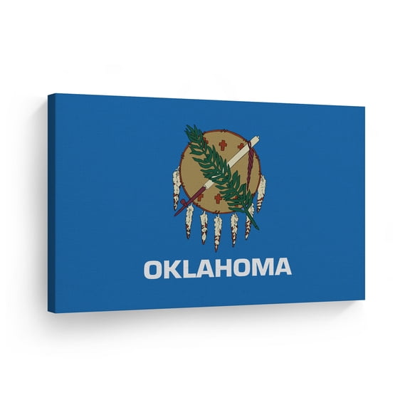 Smile Art Design Oklahoma State Flag CANVAS PRINT State Capital of USA Flag Canvas Wall Art US State Flag Wall Art Home Decoration Living Room Dorm Office Decor Ready to Hang Made in USA 30x40