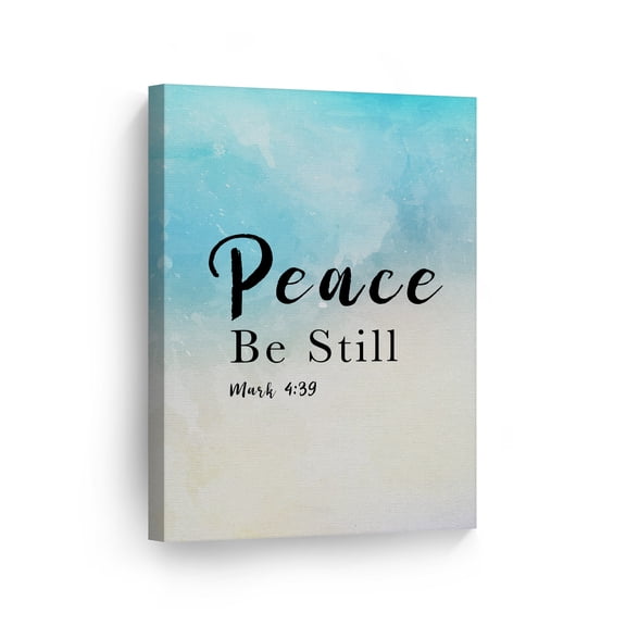 Smile Art Design Peace Be Still Mark 4:39 Scripture Wall Art Canvas Print Bible Verse Christian Art Religious Inspirational Gift Ready to Hang Made in USA 12x8