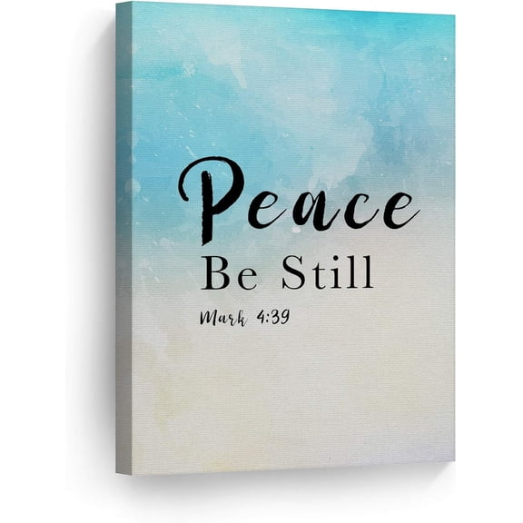 Smile Art Design Peace Be Still Mark 4:39 Scripture Wall Art Canvas Print Bible Verse Christian Art Religious Inspirational Gift Ready to Hang Made in USA 36x24