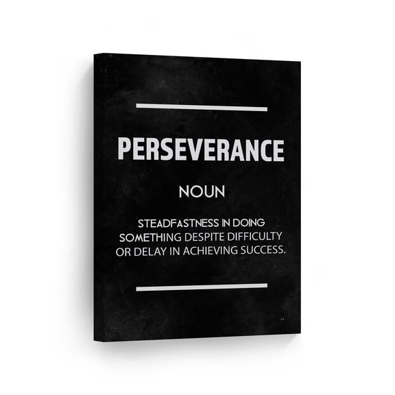 Smile Art Design Perseverance Definition Dictionary Black Motivational Canvas Wall Art Inspirational Wall Art Entrepreneur Quote Canvas Print Modern Office Decor Artwork Gift Ready to Hang 12x8