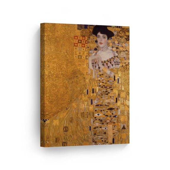 Smile Art Design Portrait of Adele Bloch-Bauer I by Gustav Klimt Canvas Print Wall Art Famous Art Painting Reproduction Fine Art Oil Paintings Art Home Decor Ready to Hang Made in the USA- 12x8