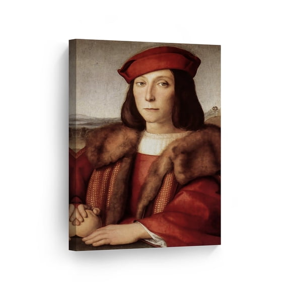 Smile Art Design Portrait of a Man by Raphael Art Canvas Print Famous Fine Art Tempera Painting Reproduction Canvas Wall Art Renaissance Art Home Decor - Made in the USA 40x30