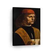 Smile Art Design Portrait of a Musician by Leonardo Da Vinci Canvas Wall Art Canvas Print Famous Art Painting Reproduction Fine Art Oil Paintings Home Decor Ready to Hang- Made in USA- 12x8