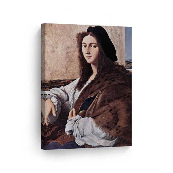 Smile Art Design Portrait of a Young Man 'Possible Self Portrait' by Raphael Art Canvas Print Famous Fine Art Oil Painting Canvas Wall Art Renaissance Art Home Decor Ready to Hang Made in USA 12x8