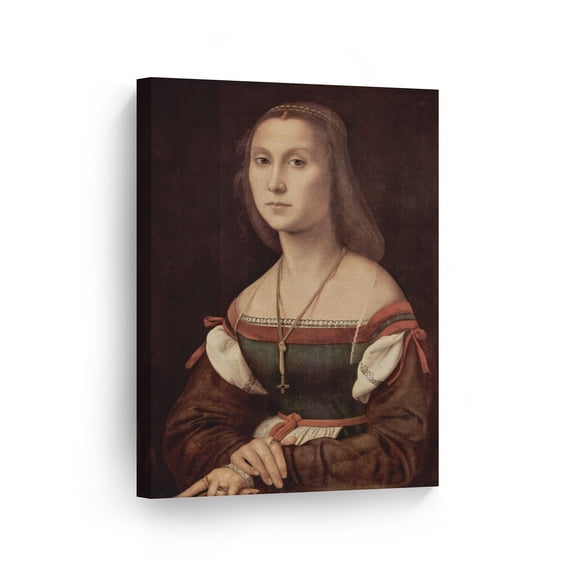 Smile Art Design Portrait of a Young Woman 'La Muta' Raphael Art Canvas Print Famous Fine Art Oil Painting Reproduction Canvas Wall Art Renaissance Art Home Decor Ready to Hang Made in the USA 12x8